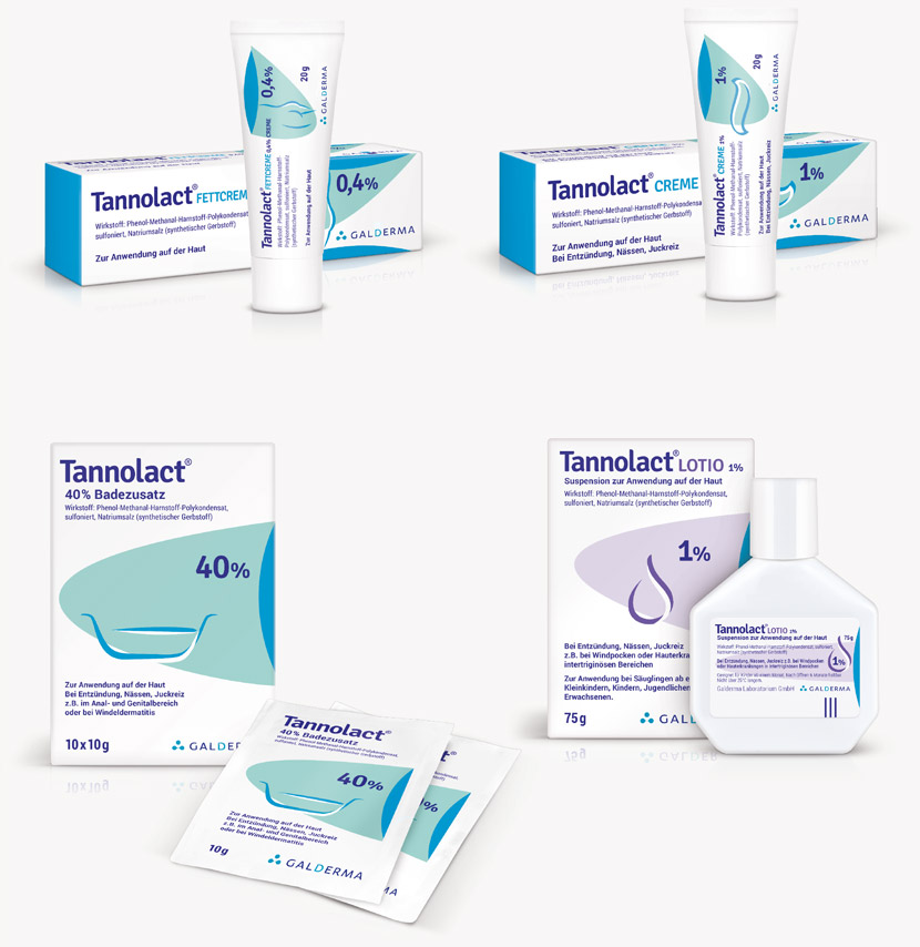 Verpackungsdesigns der Produktserie Tannolact®